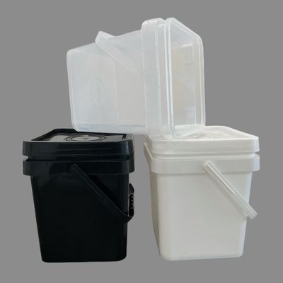 Черный PP квадратный ведро 5L 6L 8L 10L с полноцветным печатью и аксессуарами