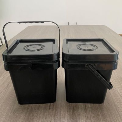 Черный квадратный пластиковый ведро для семян порошок 4L 5L 6L Прочный и прочный дизайн