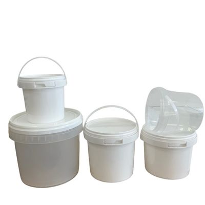 Прозрачные белые 1L 2L 5L пищевые пластиковые ведра с крышкой и ручкой