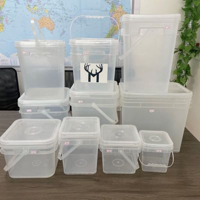 Квадратная форма HDPE 4L 5L 8L Пластиковая ведра Квадратная пластиковая ведра с крышкой и ручкой