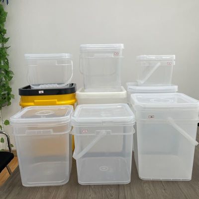 15L Пластиковые ведра Поставка Прозрачный квадратный ведро Продовольственный сейф Специальный толщина печати 1,0 до 2,5 мм